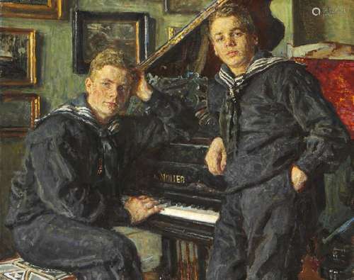 Viggo Johansen: Ingvar and Sven dressed in sailor's