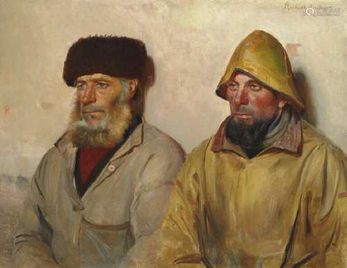 Michael Ancher: Two fishermen from Skagen. Signed