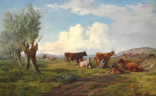 Wilhelm Zillen: Landscape with cattle. Signed and dated