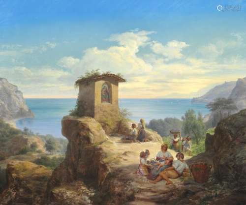 Frederik Storch: Italian landscape at Salerno Bay.