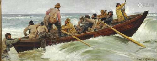 Carl Locher: The rescue boat goes out. The rescurers