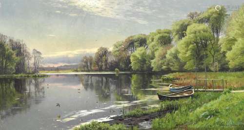 Peder Mønsted: Spring day at Mølledammen at Ørholm.