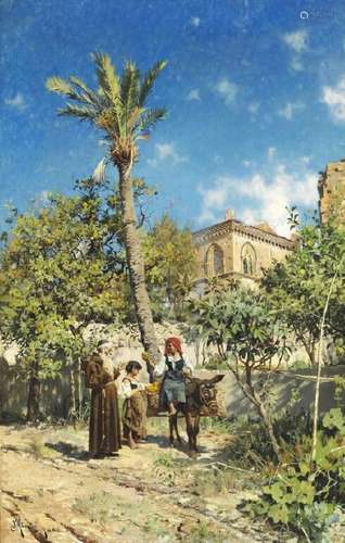 Peder Mønsted: Outside Palazzo St. Stefano at Taormina