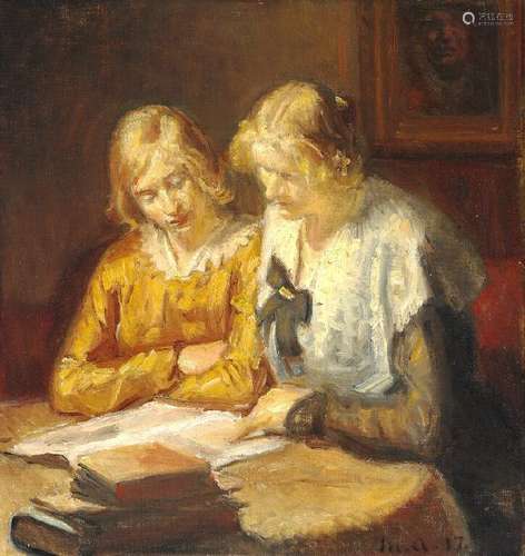 Michael Ancher: Two young women sitting at the table