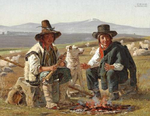 Martinus Rørbye: Two Italian shepherd boys sitting by