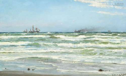 Carl Locher: Summer day with numerous ships off the