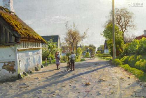 Peder Mønsted: Late spring day in Vallensbæk. Signed