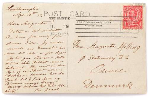 Titanic: Postcard autographed and signed by Jacob