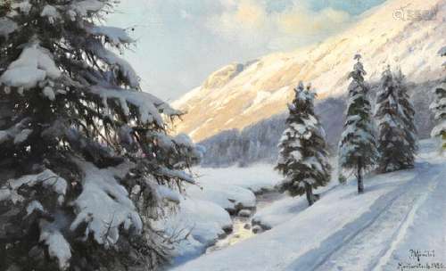 Peder Mønsted: Winter landscape at Morteratsch in