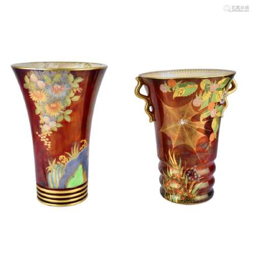 Carlton Ware Rouge Luster Pottery Vases