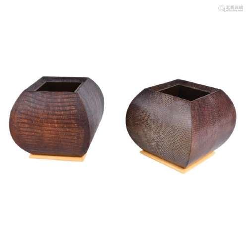 Pair of Nicholas Mongiardo Lizard Skin Planters