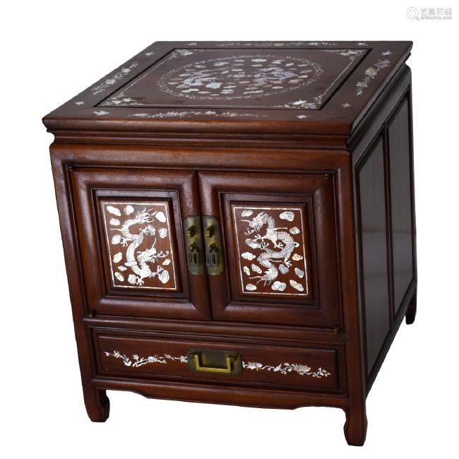 Chinese Rosewood Mother Of Pearl Inlaid Side Table Deal Price