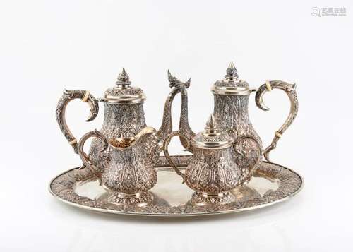 SIAM STERLING SILVER FIVE-PIECE TEA SET