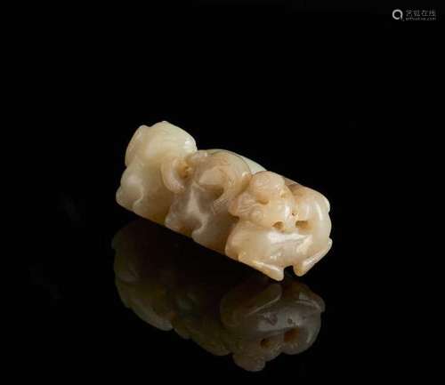 CHINESE JADE CARVED THREE RAM GROUP