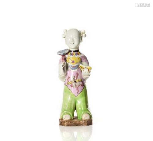 CHINESE EXPORT FAMILLE ROSE PORCELAIN CHILD FIGURE