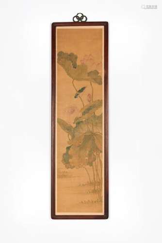 FOUR FRAMED QING DYNASTY SILK PAINTING PANELS