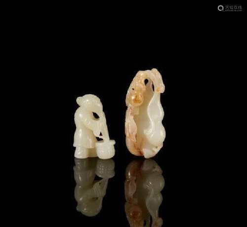 TWO CHINESE JADE CARVED TOGGLES