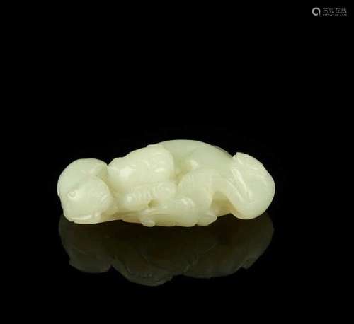 CHINESE JADE CARVED CATS AND BUTTERFLY GROUP