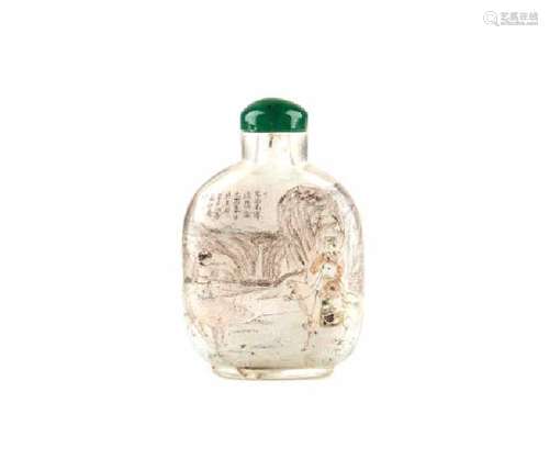 MENG ZISHOU INSIDE PAINTED CRYSTAL SNUFF BOTTLE