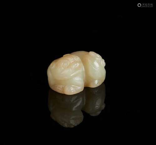 CHINESE CELADON JADE CARVED MYSTHICAL ANIMAL