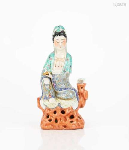 REPUBLICAN FAMILLE ROSE PORCELAIN GUANYIN FIGURE