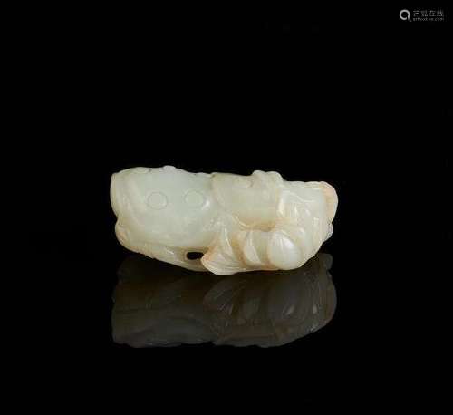 CHINESE CARVED WHITE JADE LOTUS GROUP