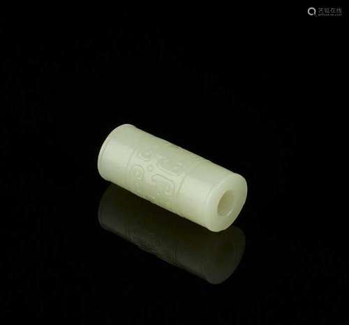 CHINESE JADE CARVED TUBE SHAPE BEAD