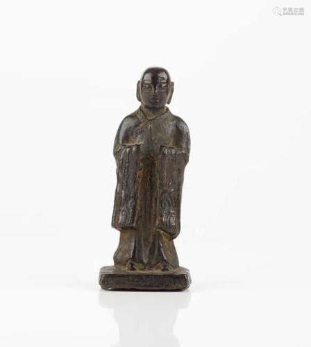 CHINESE MING BRONZE BUDDHIST FIGURE OF ANANDA