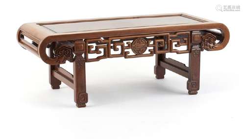 CHINESE CARVED HUALI WOOD LOW KANG TABLE