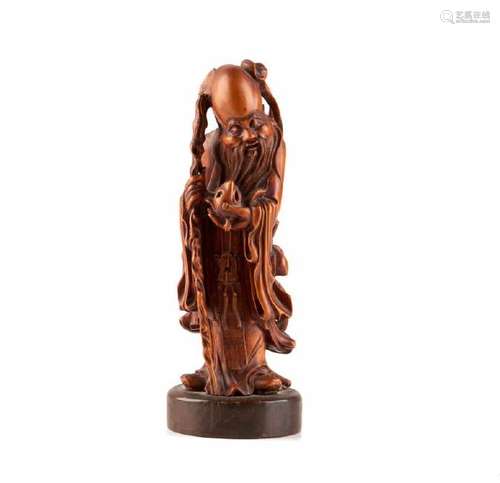 CHINESE BOXWOOD CARVED SHOULAO FIGURE