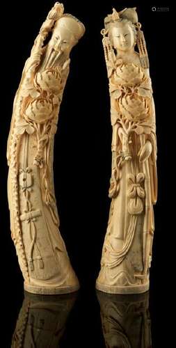 PAIR OF CHINESE NATURAL CARVED FIGURES