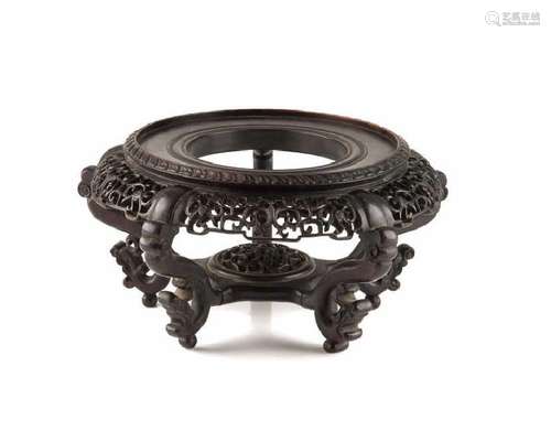 CHINESE CARVED HARDWOOD STAND