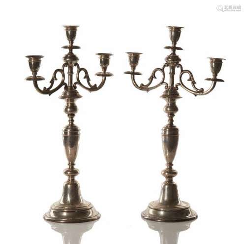 PAIR OF AUSTRO HUNGARIAN SILVER CANDELABRA