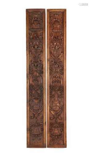 PAIR OF CARVED WOOD PANELS