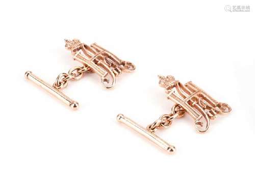 PAIR OF RUSSIAN ROSE GOLD CUFFLINKS