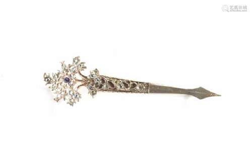 ANTIQUE SILVER & DIAMOND STICK PIN