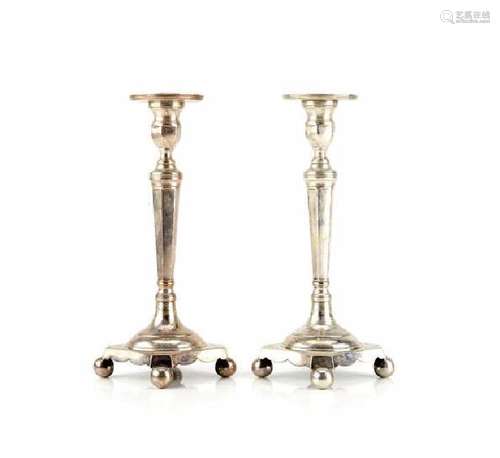 PAIR OF CONTINENTAL SILVER CANDLESTICKS