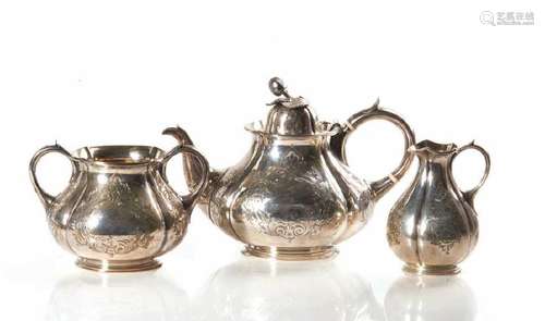 VICTORIAN THREE PIECE SILVER TEA SET