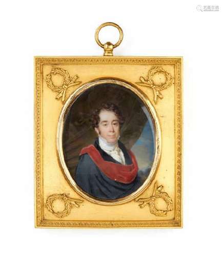 FRENCH 19TH C HAND PAINTED PORTRAIT MINIATURE