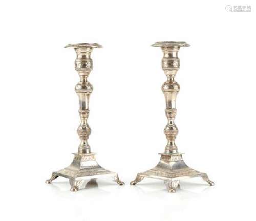 PAIR OF CONTINENTAL SILVER CANDLESTICKS