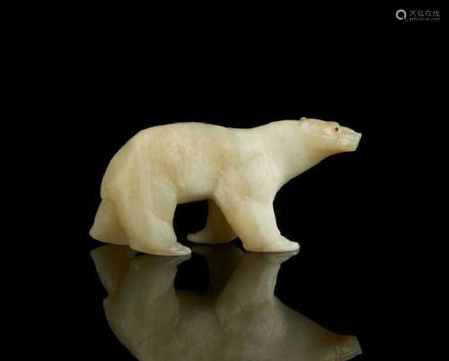 CARVED ONYX POLAR BEAR