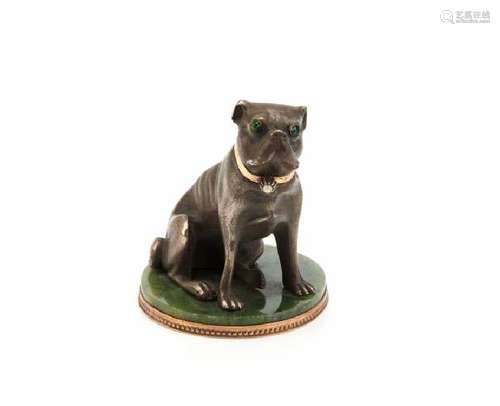 RUSSIAN SILVER & GOLD DOG FIGURE