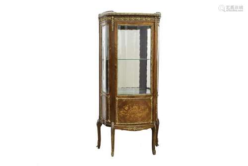 FRENCH PARQUETRY AND ORMOLU MOUNTED VITRINE