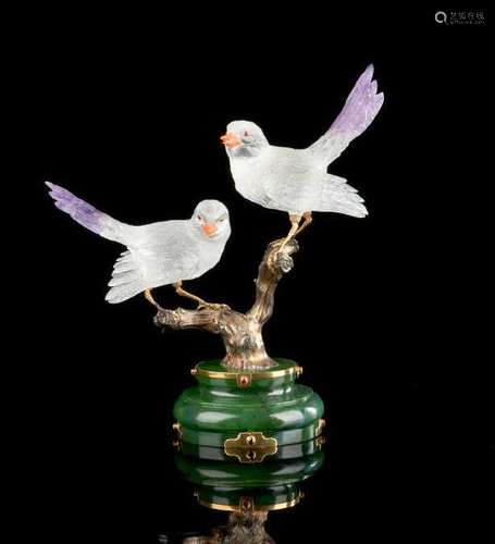 ERWIN KLEIN GOLD & GEMSTONE LOVEBIRDS