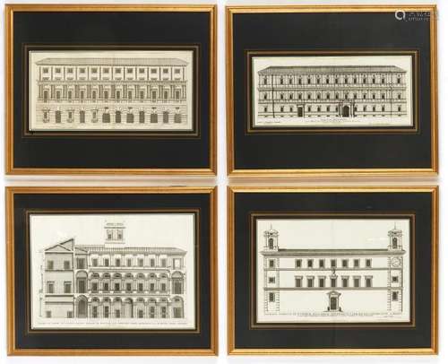 SET OF EIGHTEEN FRAMED ARCHITECTURAL ENGRAVINGS