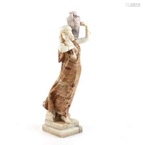 *ART NOUVEAU MARBLE & ALABASTER SCULPTURE