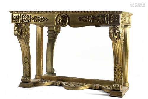 CONTINENTAL CARVED GILTWOOD CONSOLE TABLE