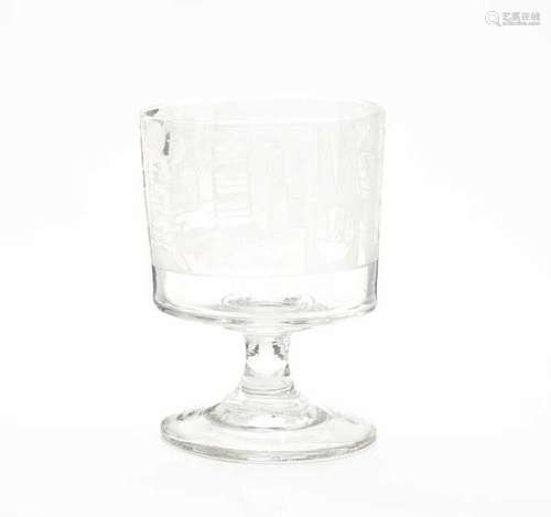 LARGE ANTIQUE ENGRAVED MASONIC FIRING GLASS