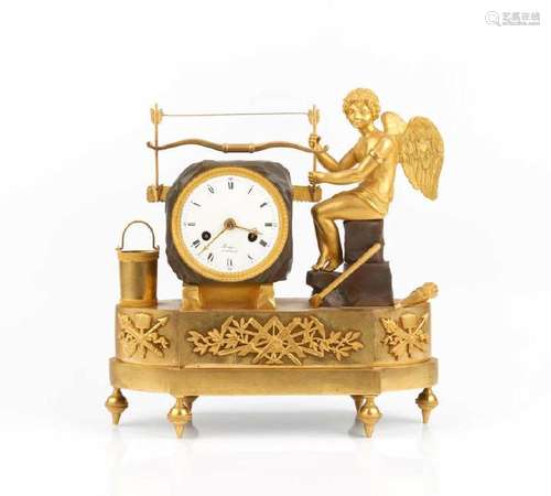 GILDED FRENCH MASONIC FIGURAL CLOCK