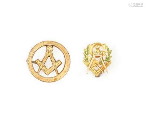 TWO GOLD MASONIC PINS